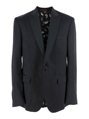 Etro Black Paisley Jacquard Single Breasted Blazer