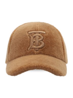 Burberry Tan TB Shearling Baseball Cap