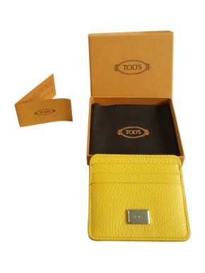 Tod's Yellow Grained Leather Card Holder