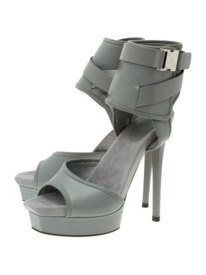 Gucci Grey Ankle Strap Gail Runway Sandals