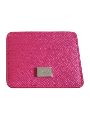 Tods Pink Grained Leather Card Holder