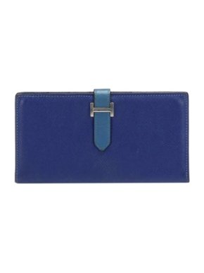 Hermes Epsom Leather Bearn Blue Wallet