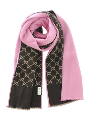 Gucci Pink Reversible GG Wool & Silk Shawl