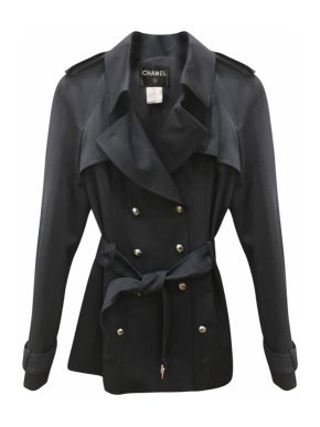 Chanel Navy Blue Short Classic Trench Coat