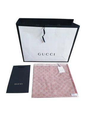Gucci Pink GG Wool & Silk Reversible Scarf