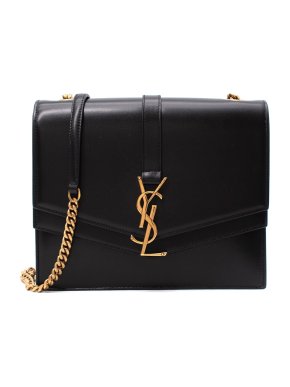 Saint Laurent Black Leather Sulpice Chain Strap Bag