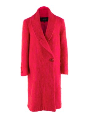 Paper London Red & Pink Mohair Wool Blend Coat