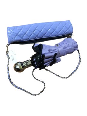 Chanel Purple Camellia Print Umbrella with Quilted Case