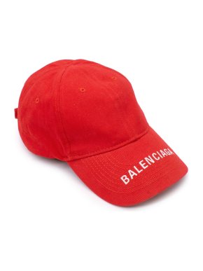 Balenciaga Red White Logo Embroidery Baseball Cap