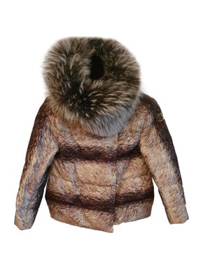 Moncler Gamme Rouge Animal Print Raccoon Fur Trimmed Jacket