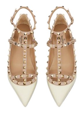 Valentino Garavani Ivory/Poudre Rockstud Flats