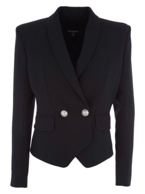 Balmain Black Shawl Lapel Short Tailored Jacket