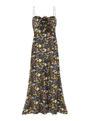 The Vampires Wife Black Printed Silk Paradise Road Gown