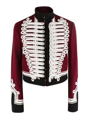 Burberry Burgundy & Black Wool Military Jacket