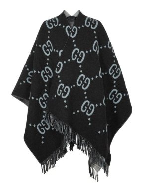 Gucci Sold Out Reversible GG & Check Wool Poncho