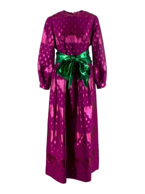 Oscar de La Renta Dark Magenta Metallic Jacquard Dress