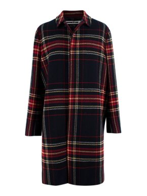 McQ Alexander McQueen Navy & Red Plaid Wool Coat