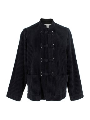 Toga Virilis Black Corduroy Jacket with Yellow Paint Embellishment