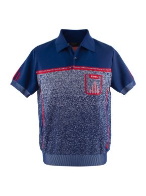 Prada Blue Gradient Intarsia Stretch-knit Polo Shirt