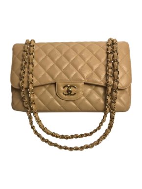 Chanel Beige Caviar Leather Double Flap Bag