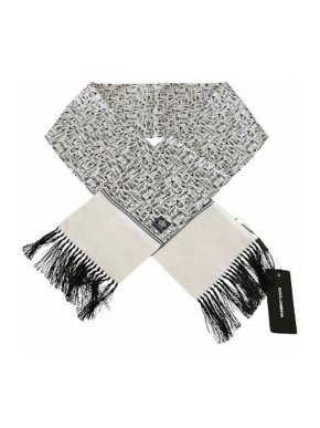 Dolce & Gabbana White & Black Trumpet Print Scarf