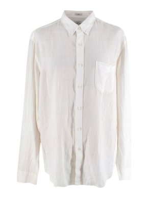 J Crew Ivory Irish Linen Slim Long Sleeve Shirt