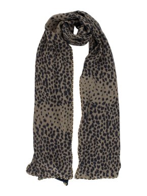 Chloe Sandwashed Silk Leopard Print Two-Way Chain Edged Shawl