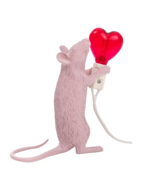 Seletti Resin Mouse Lamp with Heart Shaped Bulb