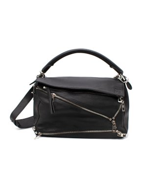 Loewe Black Puzzle Biker Zip Leather Bag