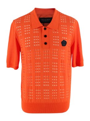 Viktor & Rolf Mister Mister Bright Orange Holes Knitted Polo Shirt