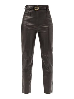 Petar Petrov Palmer belted slim-leg leather trousers
