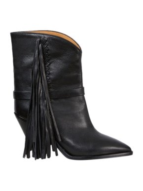 Isabel Marant Black Leather Fringed Loffen 90 Boots