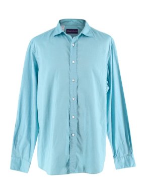 Ralph Lauren Purple Label Turquoise Cotton Button Up Shirt