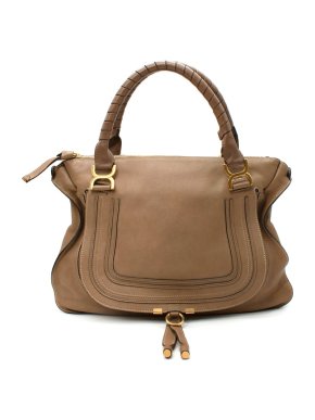 Chloe Marcie Dark Beige Grained Leather Shoulder Bag