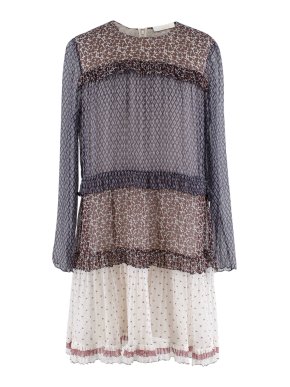 Chloe Ivory, Blue & Red Ditzy Floral Chiffon Mini Dress