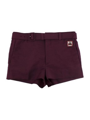 Prada Burgundy Mohair & Wool Belted Shorts