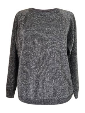 Max Mara Lurex Woven Round Neck Wool Jumper
