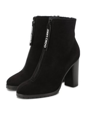 Jimmy Choo Black Suede/Shearling Brayden 95 Ankle Boots