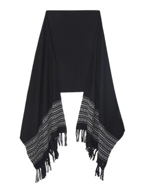 Saint Laurent Ikat wool blend black scarf
