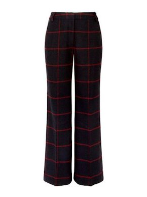 Self Portrait Navy/Red High Waisted Check Pants