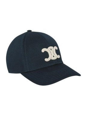 Celine Blue Triomphe Logo Embroidered Sold Out Cap