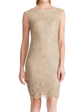 Lauren Ralph Lauren Floral Metallic Lace Sheath Dress