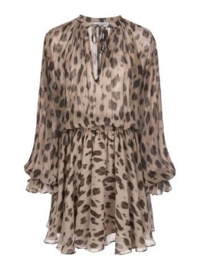 Anine Bing Elliana Leopard-Print Silk Dress
