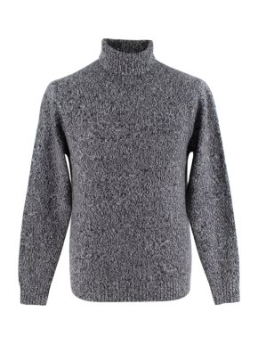 Beams + Grey Marl Chunky Knit Polo Neck Sweater
