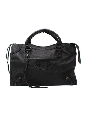Balenciaga Medium Black Leather City Bag