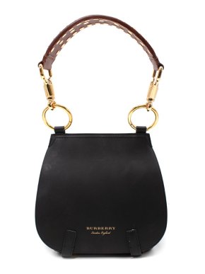 Burberry Black & Brown Bridle Leather Studded Bag