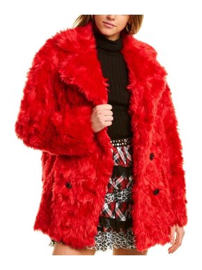 The Kooples Red Faux Fur Coat
