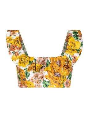 Zimmermann Orange, Pink & Yellow Poppy Crop Top