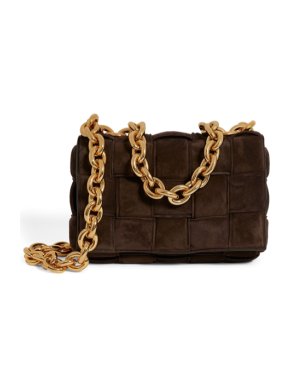 Bottega Veneta brown The Suede Chain Cassette Shoulder Bag