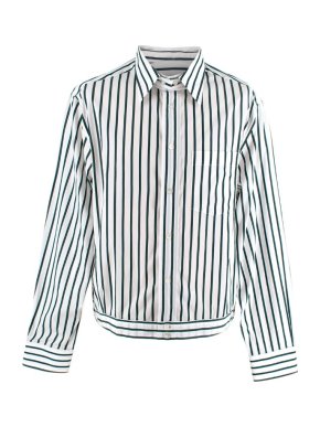 Lanvin White, Green & Black Striped Blouson Shirt